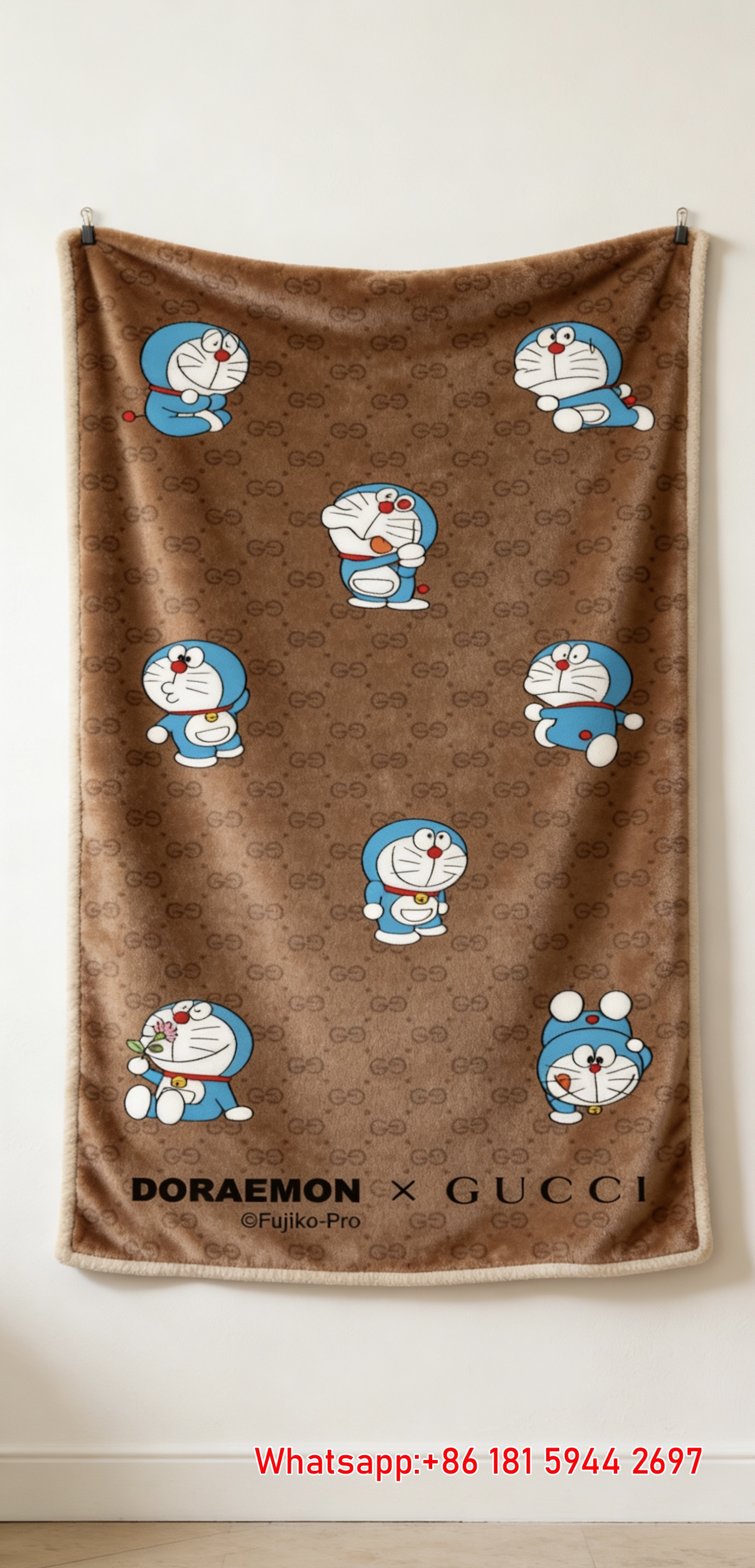 Gucci x Doraemon Character Grid Throw blankets Doraemon GG Emoji Tapestry IMG_2832